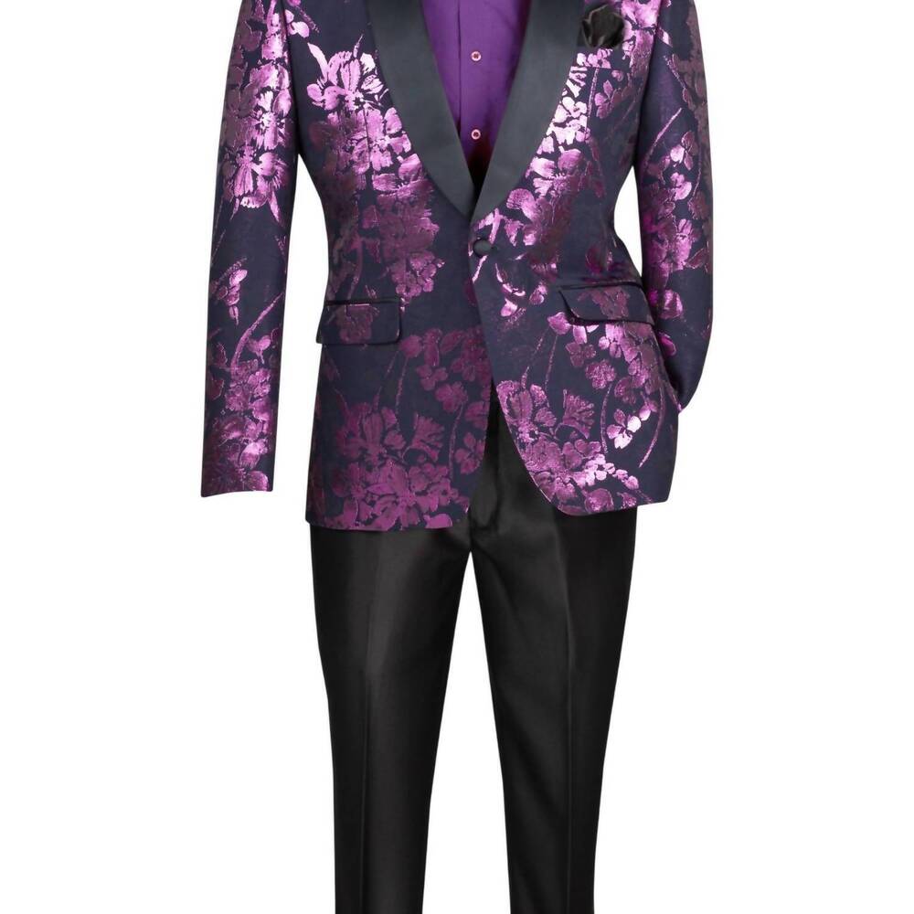 NEW VINCI PHILOSOPHY men's single breasted 1 button slim fit floral sport coat i